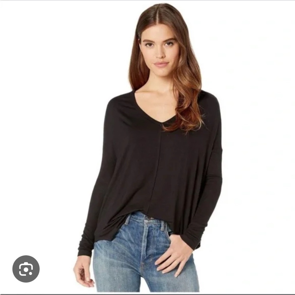 Free People Black Long Sleeve Moonshine long sleeved top